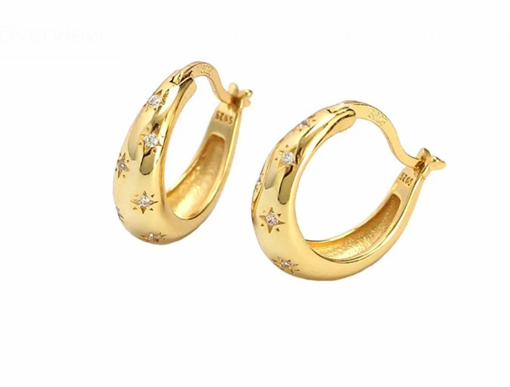 Luna Star Zircon Huggies - Gold