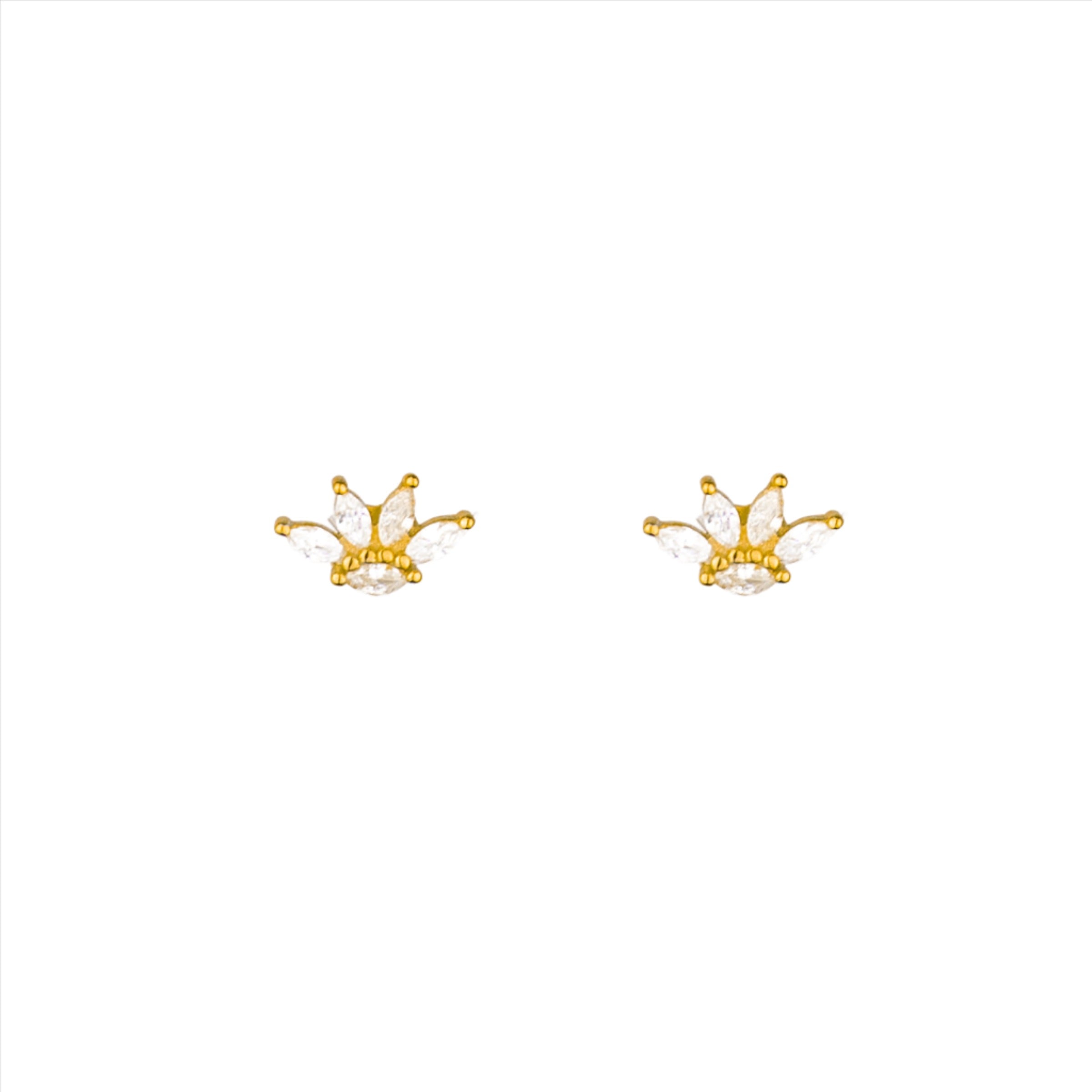 Tiara Zircon Crystal Studs - Gold