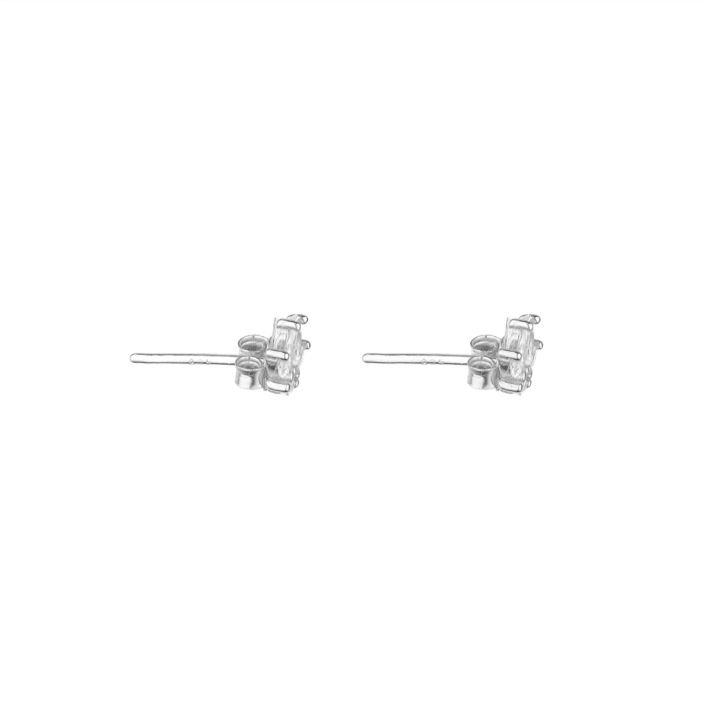 Tiara Zircon Crystal Studs - Silver