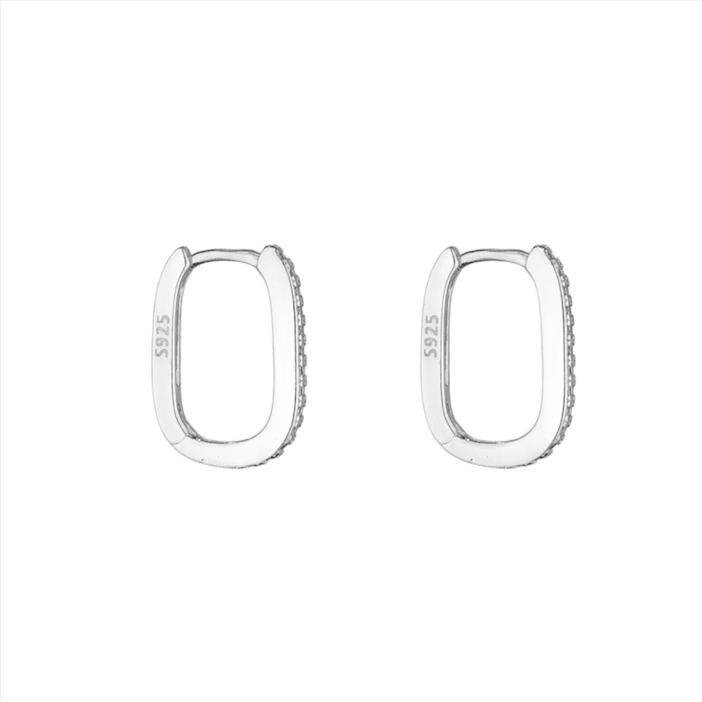 Stevie Crystal Rectangle Huggies - Silver