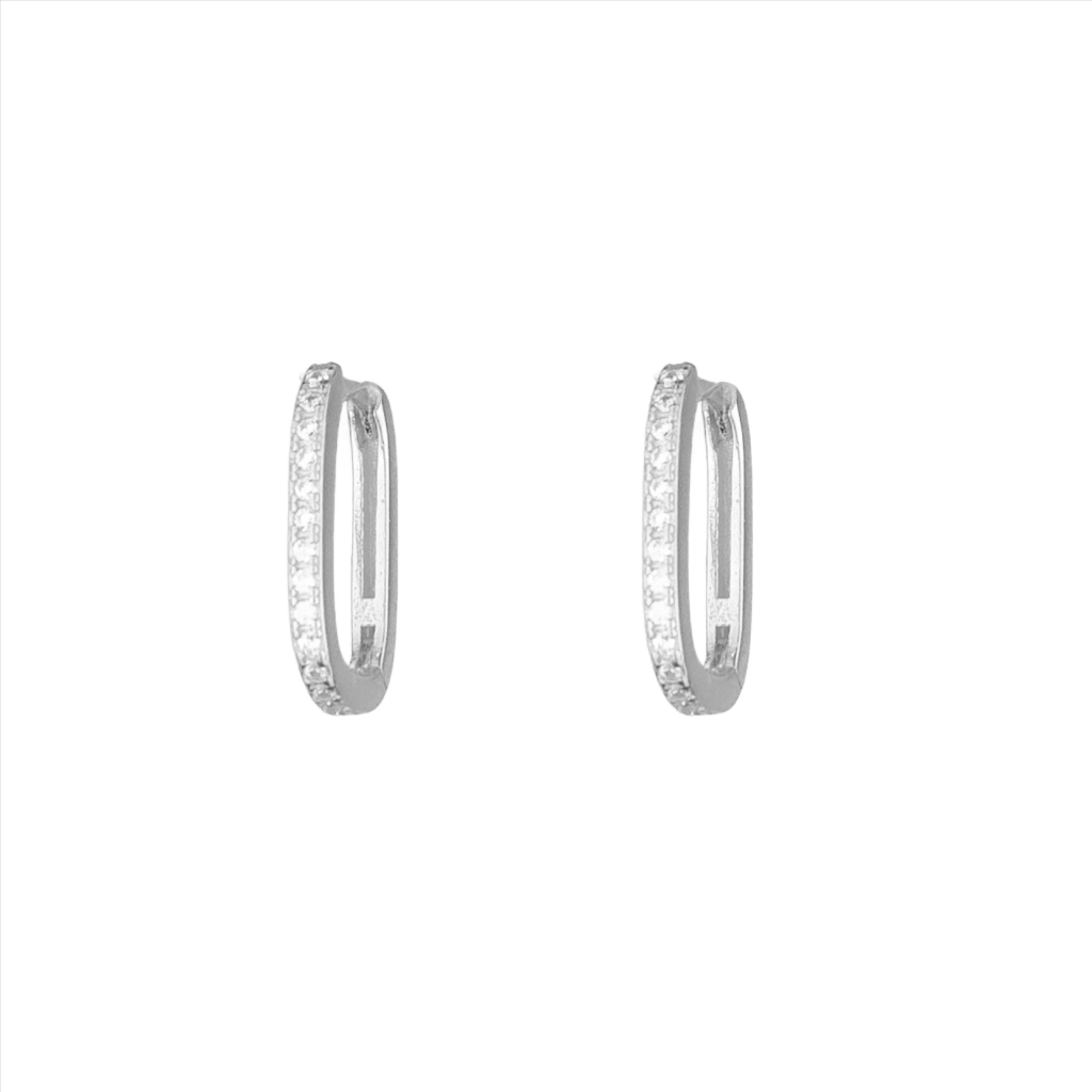 Stevie Crystal Rectangle Huggies - Silver