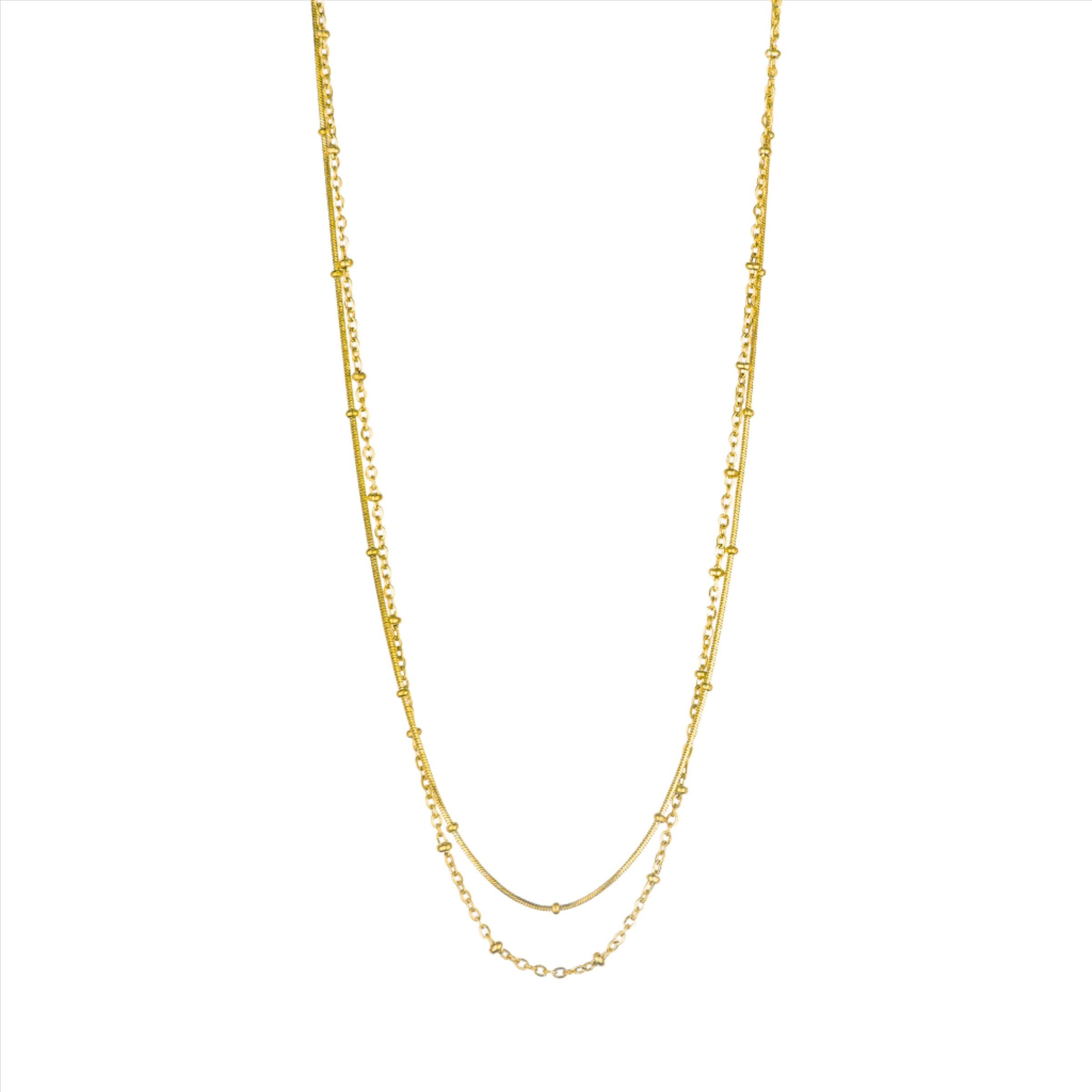 Sienna Double Ball Chain Necklace - Gold