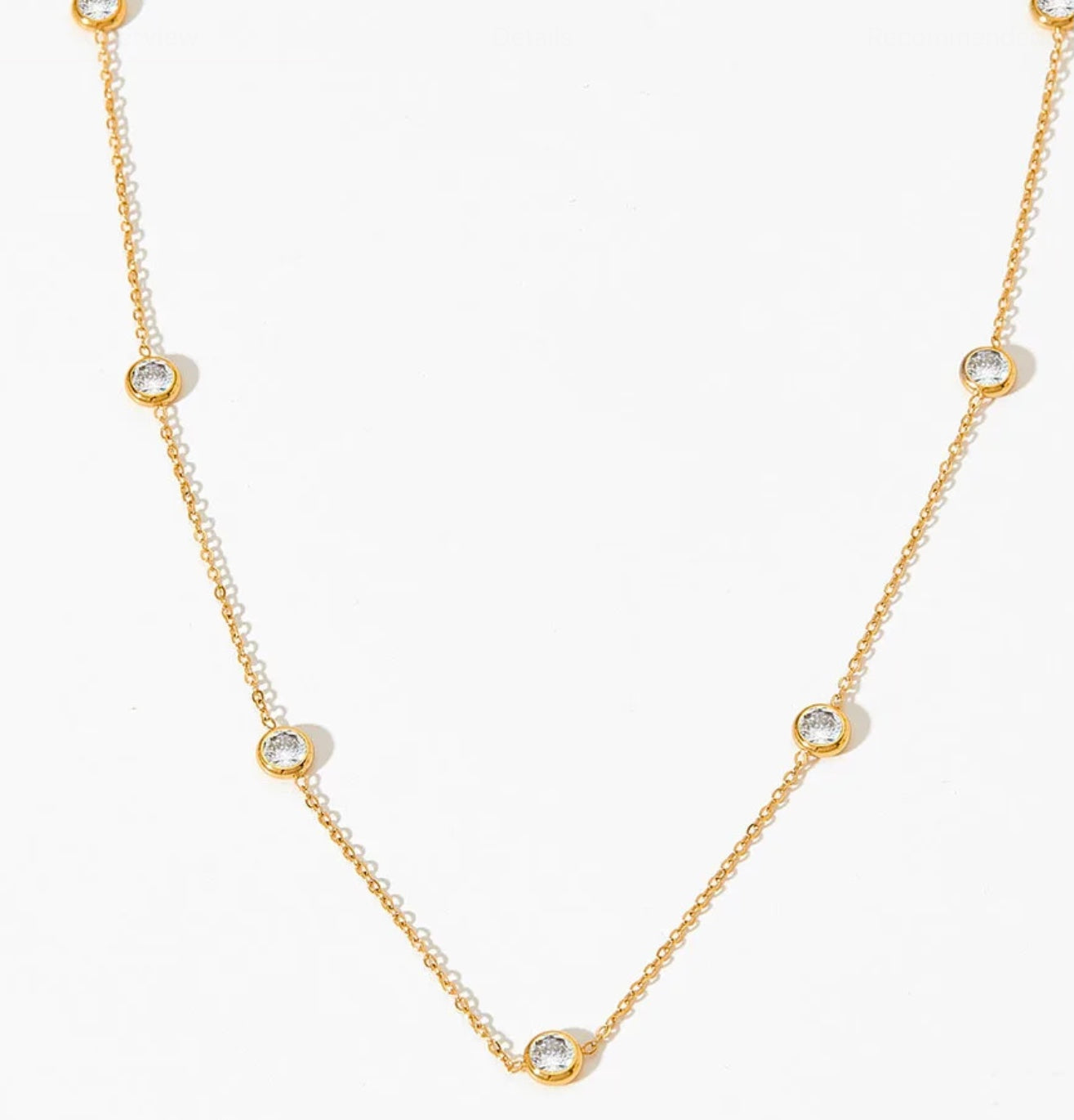 Serenade Necklace with Crystal Zircons - Gold