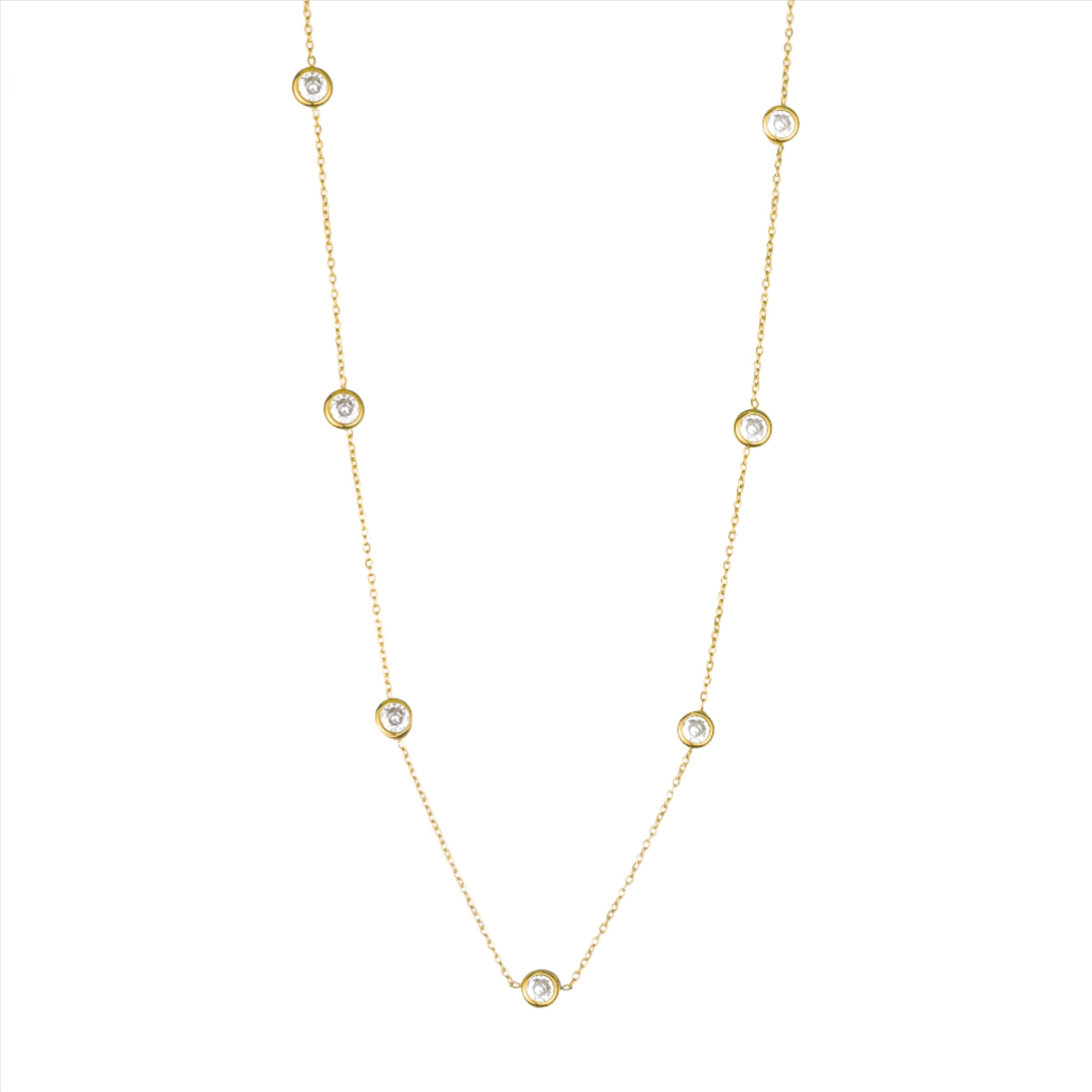 Serenade Necklace with Crystal Zircons - Gold