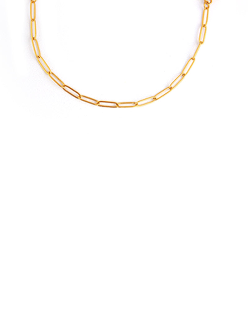 Saffron Round Clasp Chain Necklace - Gold