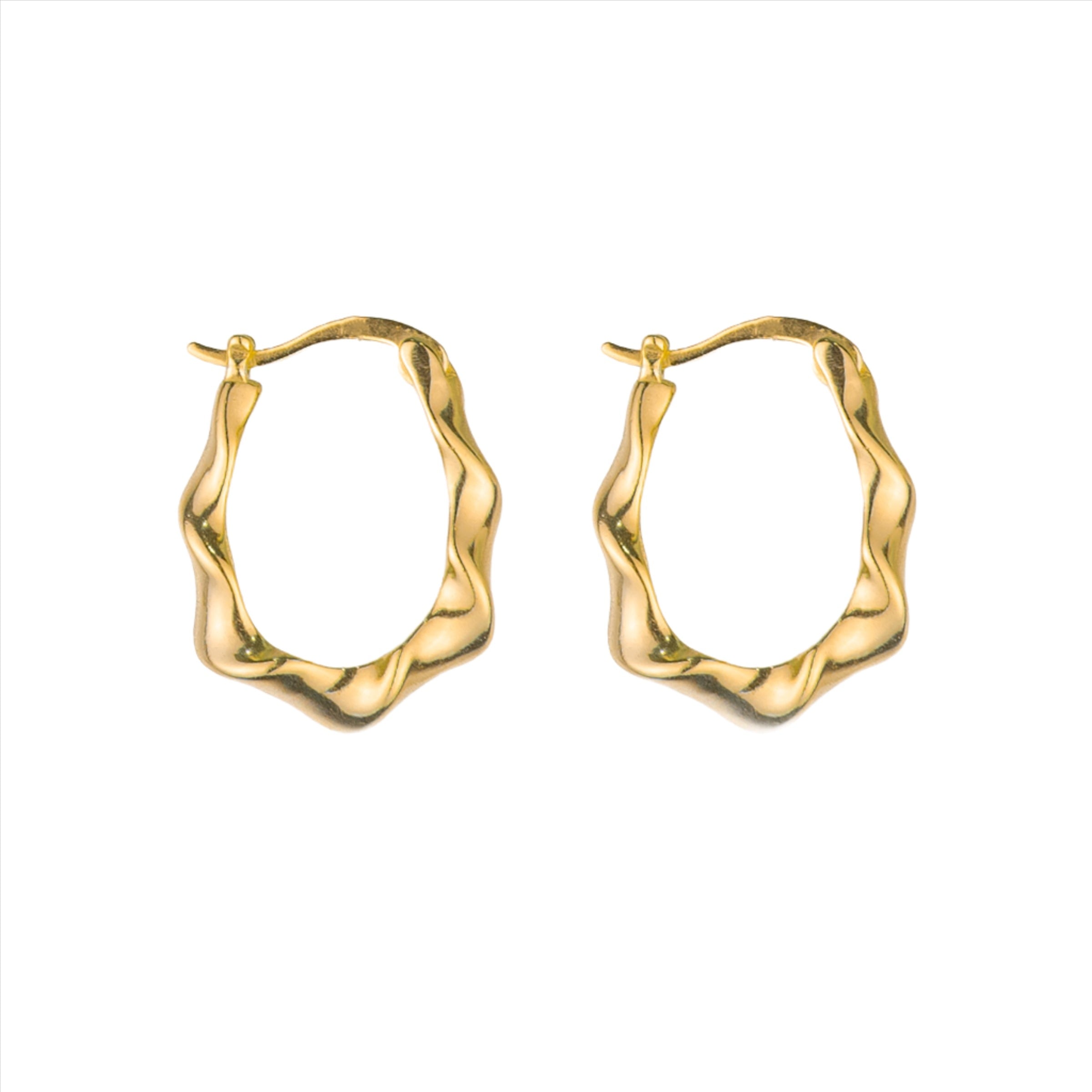 Indigo Wavey Hoop - Gold