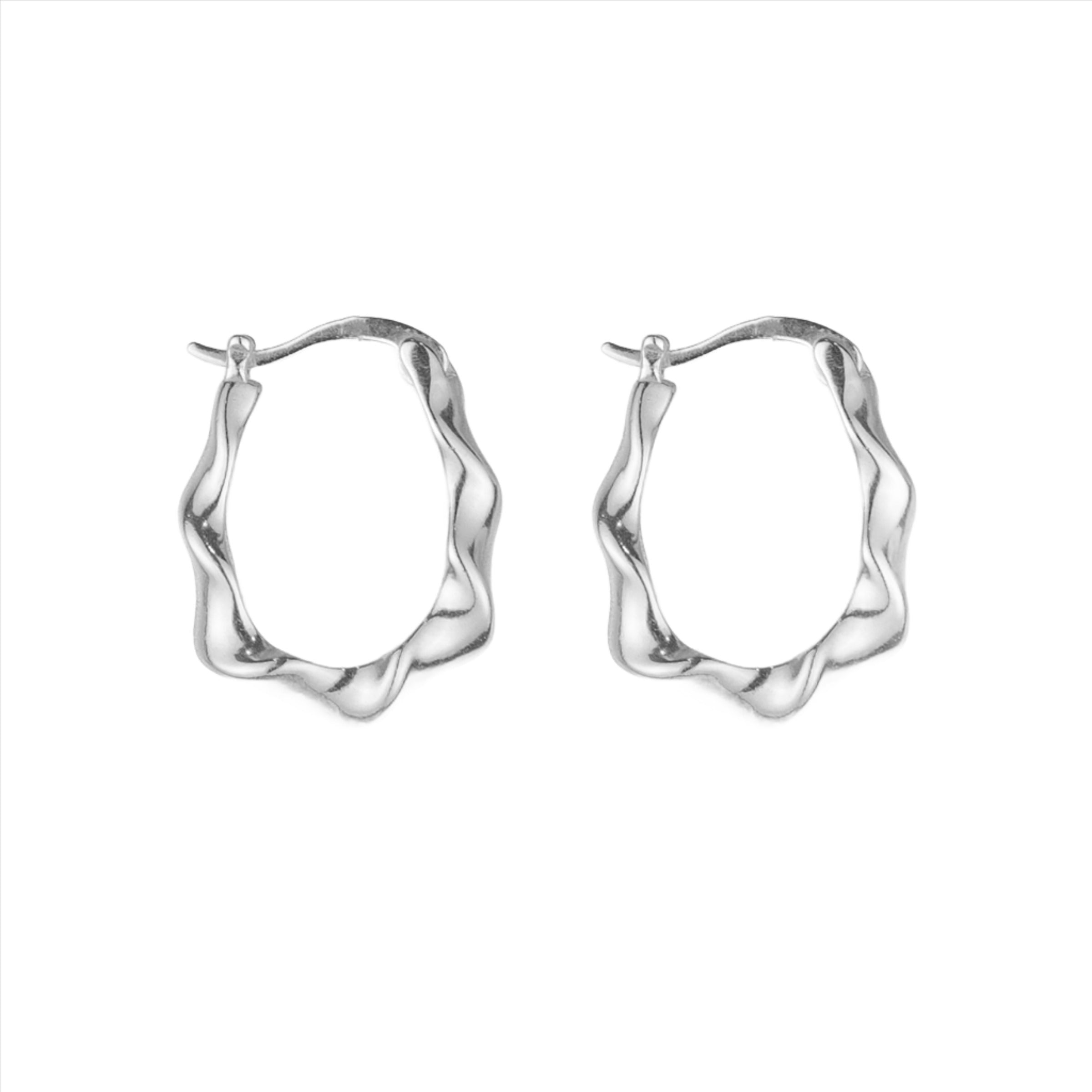 Indigo Wavey Hoop - Silver