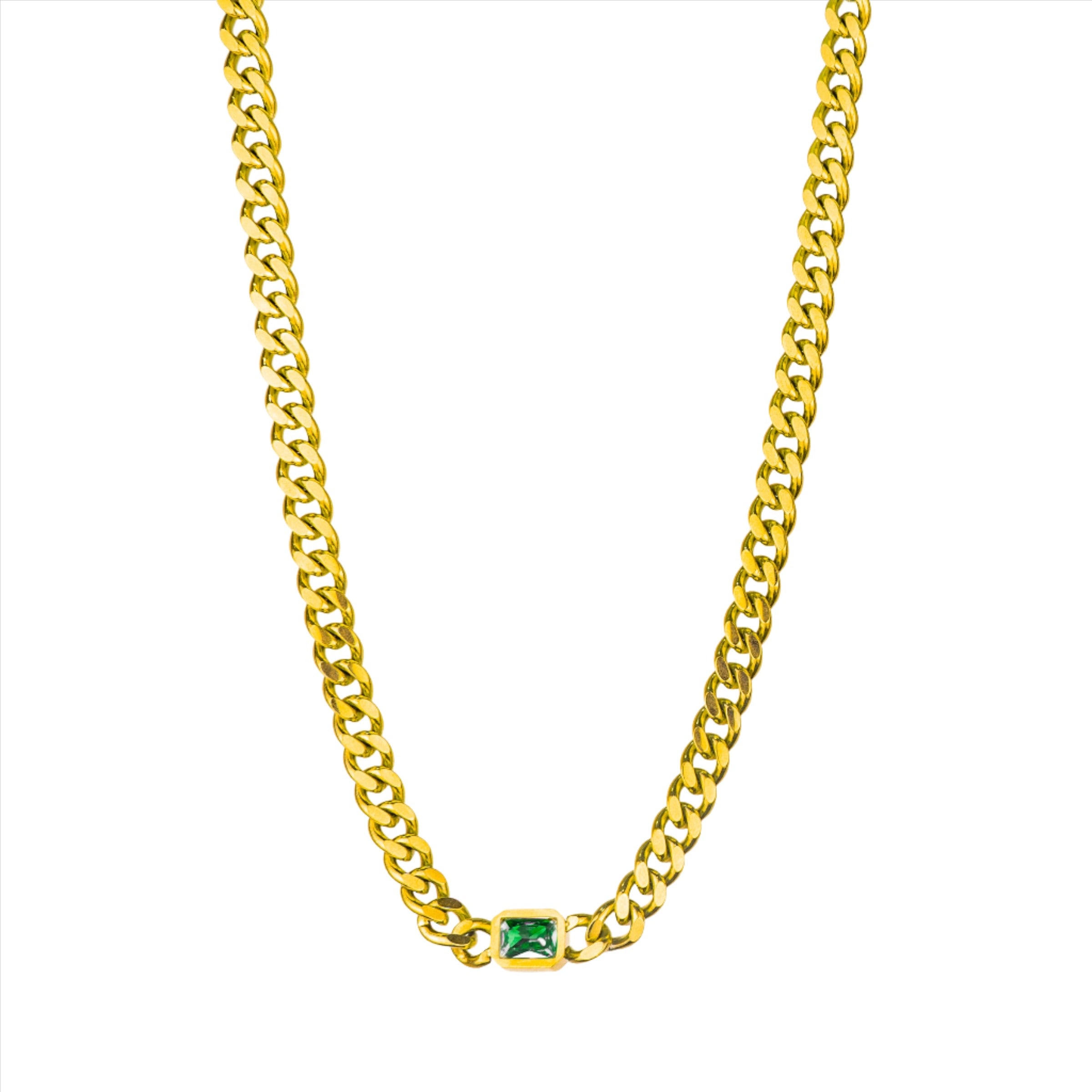 Diamanda Chunky Chain Necklace with Zircon - Gold