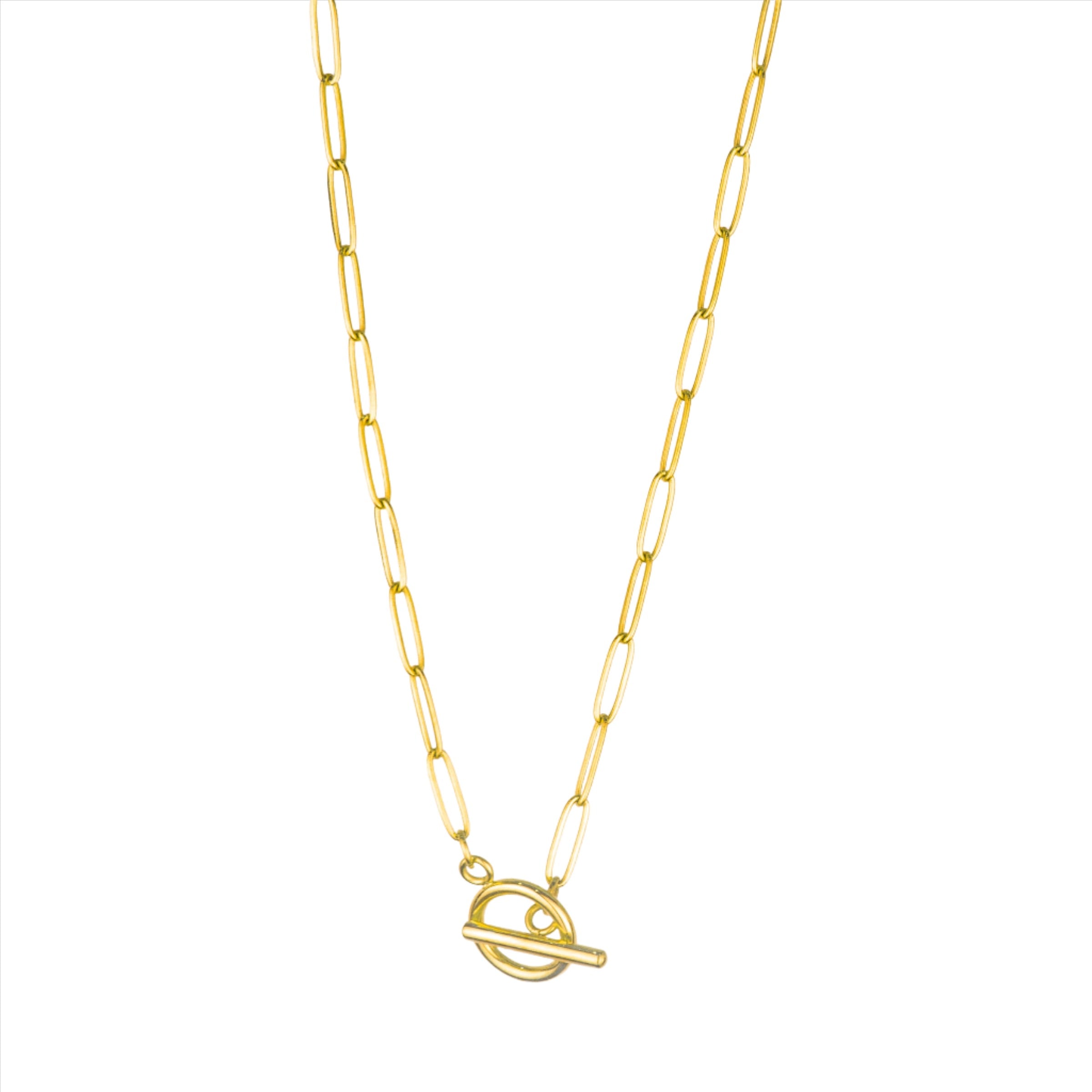 Saffron Round Clasp Chain Necklace - Gold