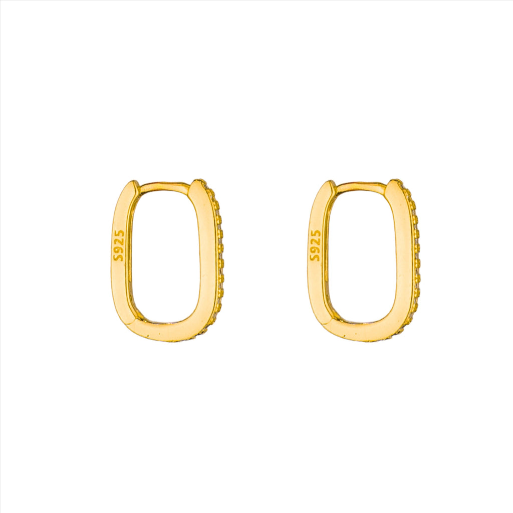 Stevie Crystal Rectangle Huggies - Gold