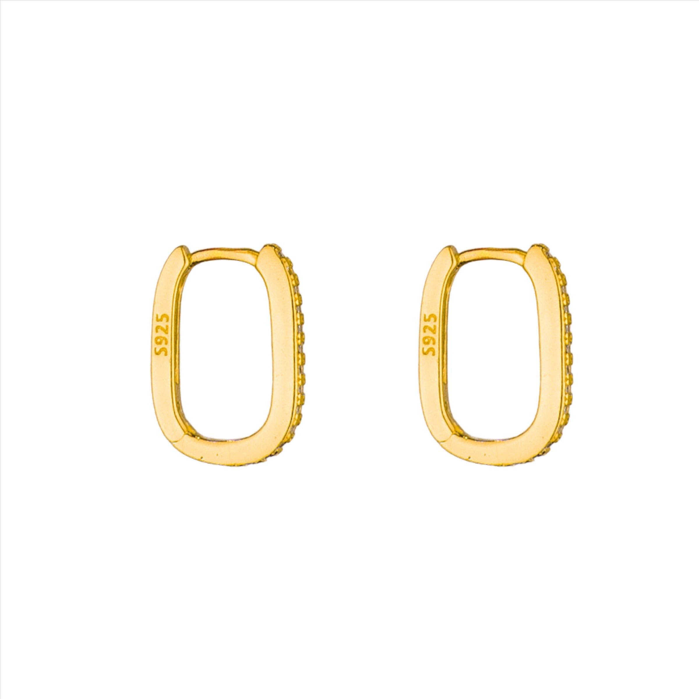Stevie Crystal Rectangle Huggies - Gold
