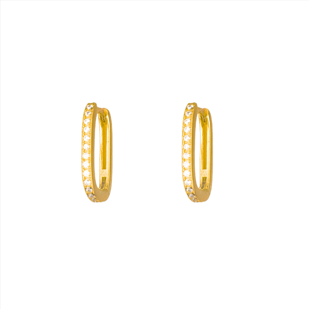 Stevie Crystal Rectangle Huggies - Gold
