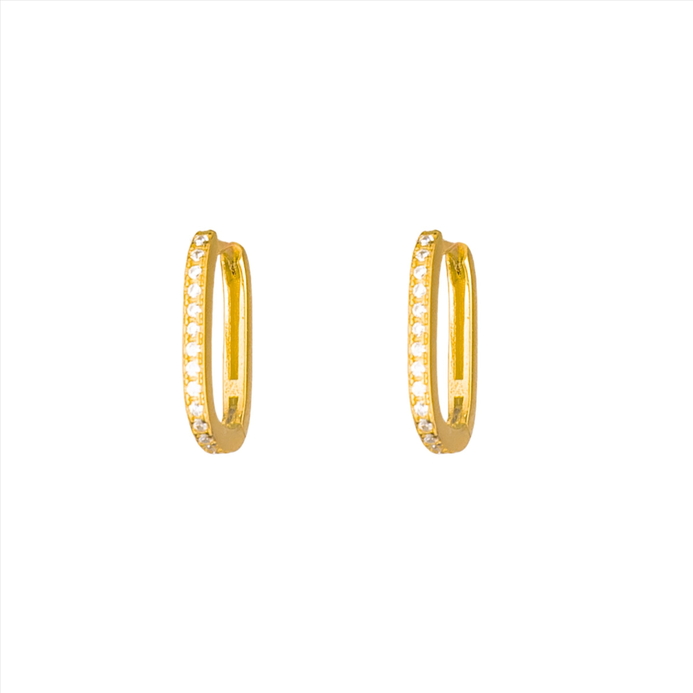Stevie Crystal Rectangle Huggies - Gold