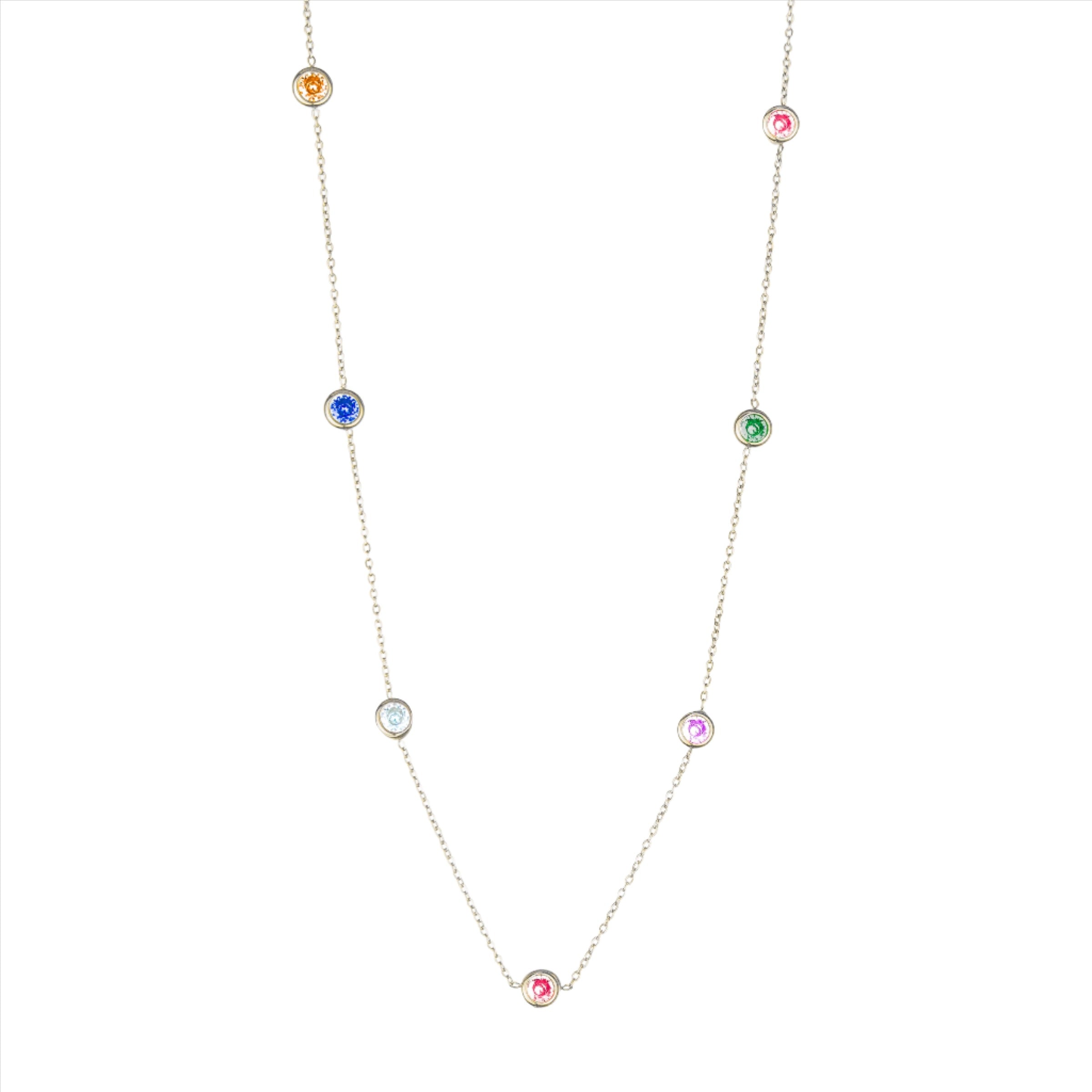 Serenade Necklace with Crystal Zircons - Silver