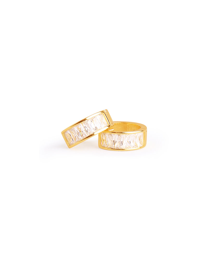Jasmine Zircon Crystal Huggie - Gold