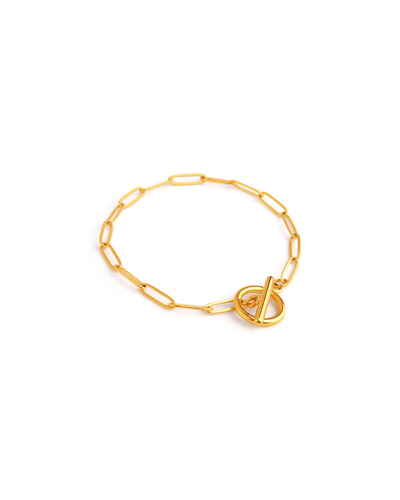 Saffron Round Clasp Chain Necklace - Gold