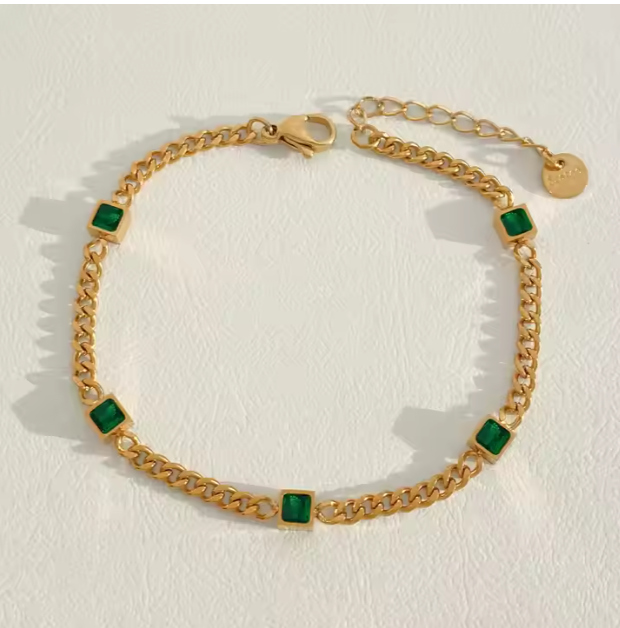 Diamanda Square Stone Bracelet Zircon - Gold