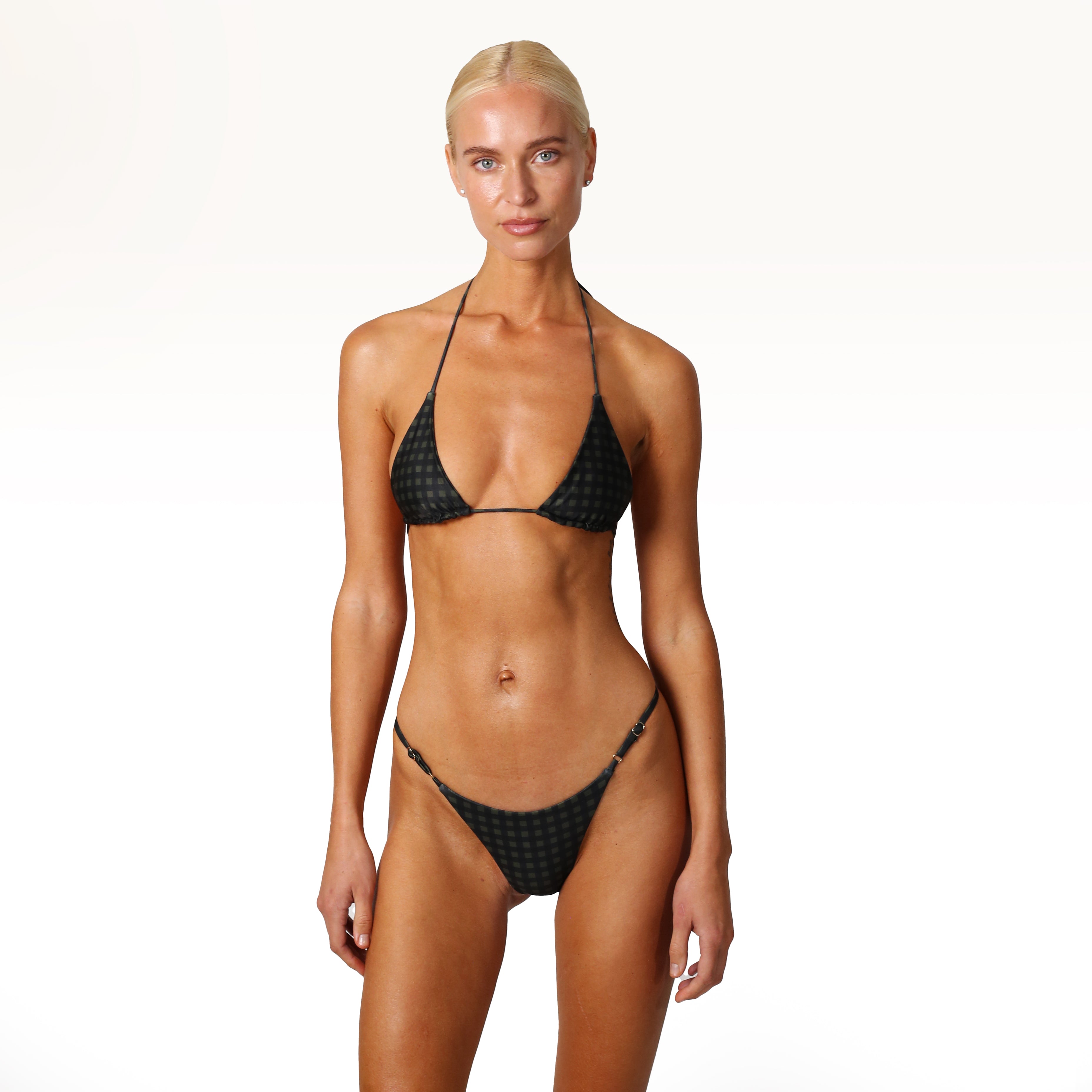 Eco Tri Top - Khaki Black Gingham