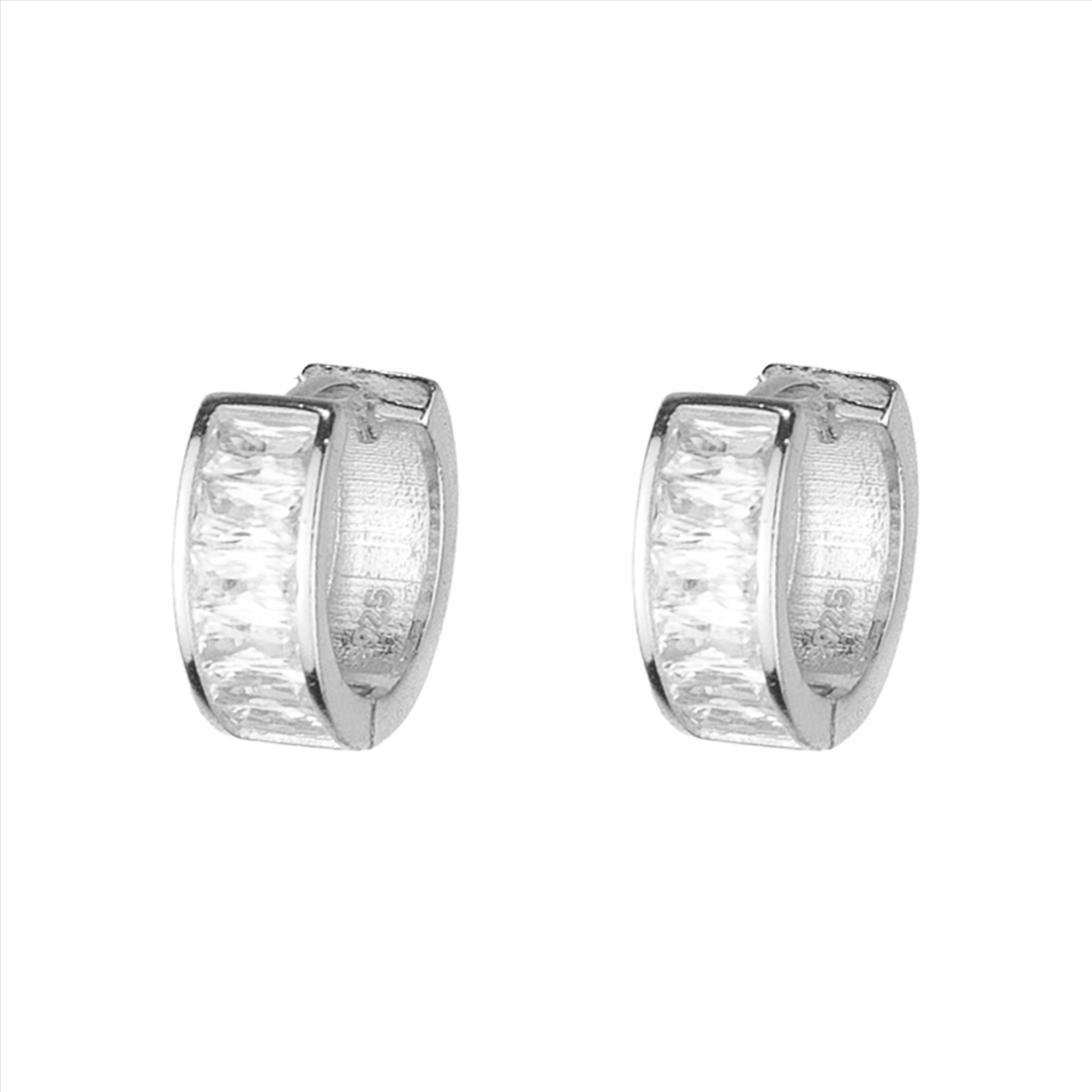 Jasmine Zircon Crystal Huggie - Silver
