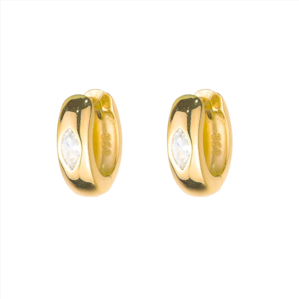 Eye Zircon Huggies - Gold