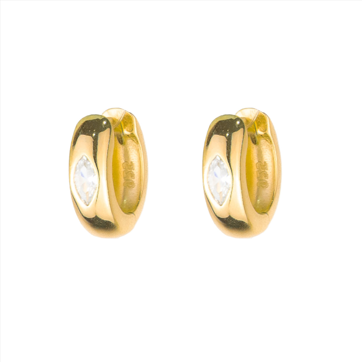 Eye Zircon Huggies - Gold