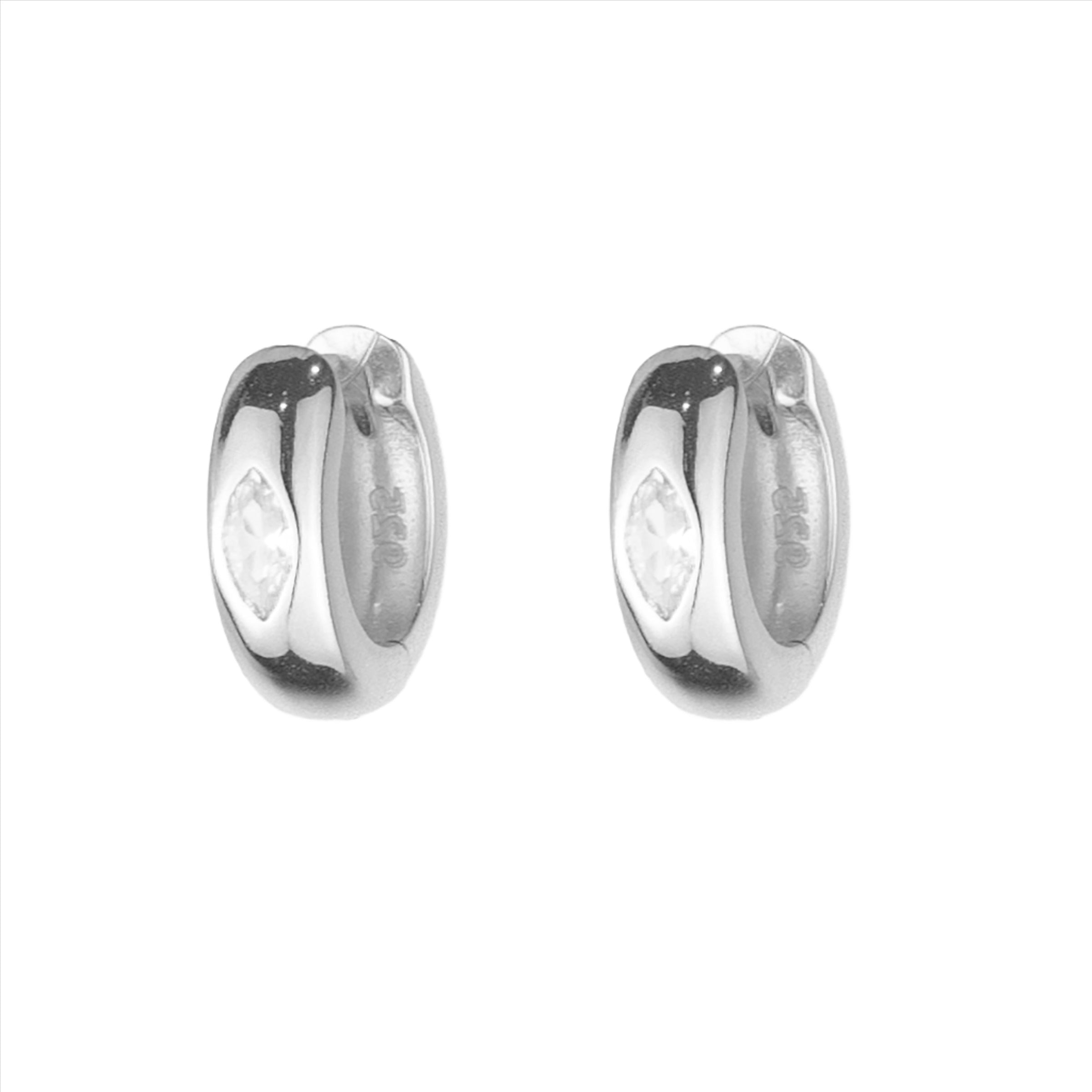 Eye Zircon Huggies - Silver