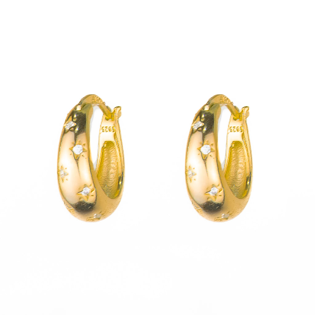 Luna Star Zircon Huggies - Gold
