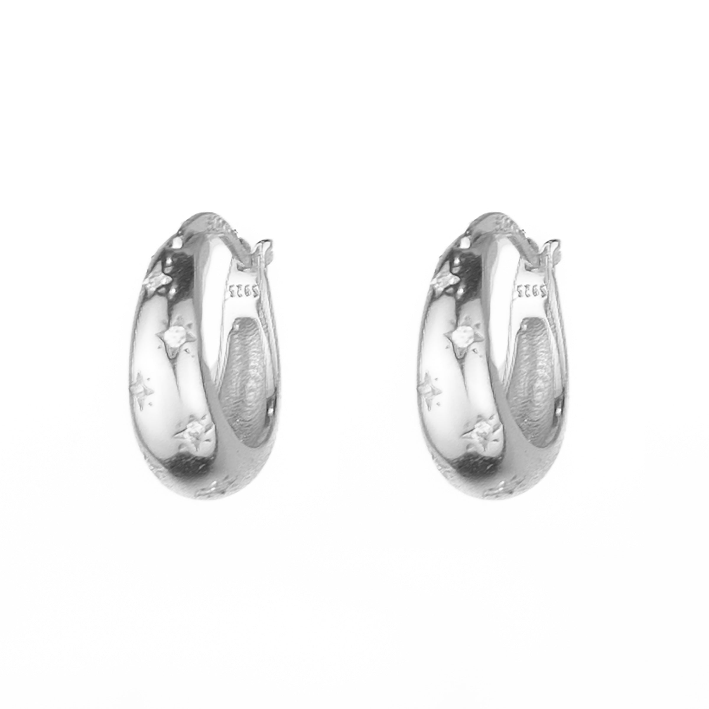 Luna Star Zircon Huggies - Silver