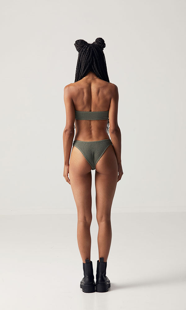 Crinkle Bandeau Top - Khaki