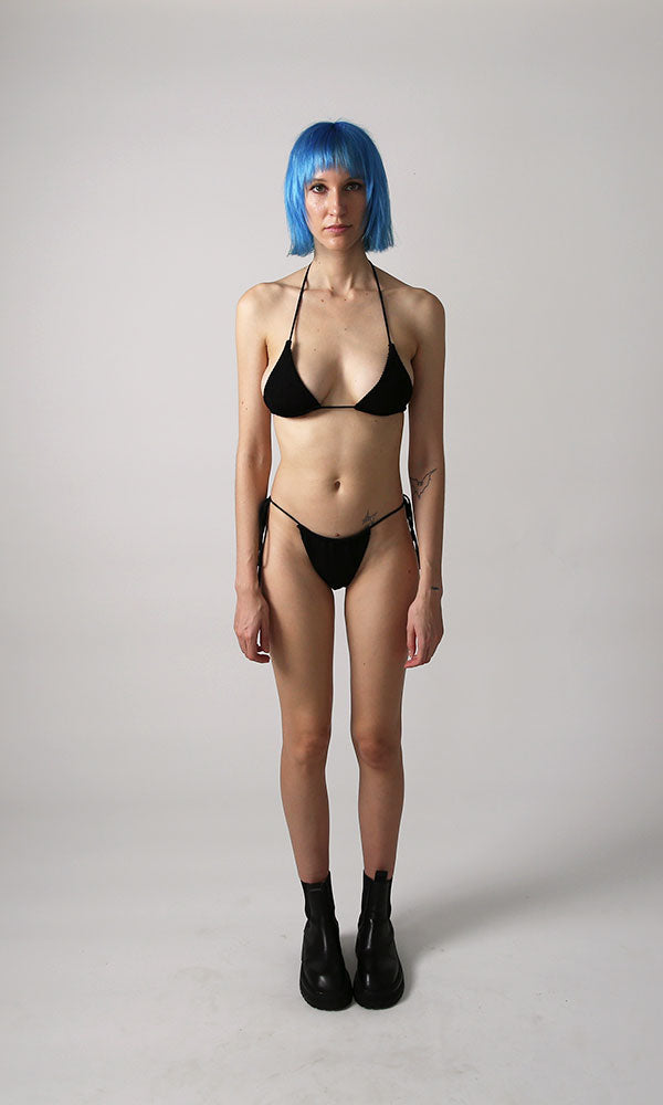 Crinkle Tri Top - Noir