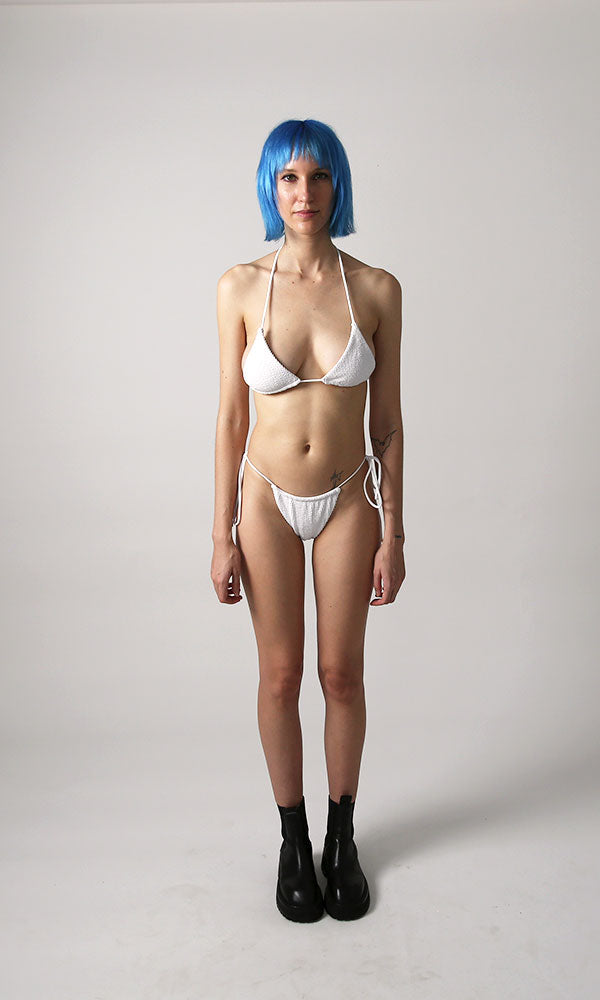 Crinkle Tri Bottoms - White