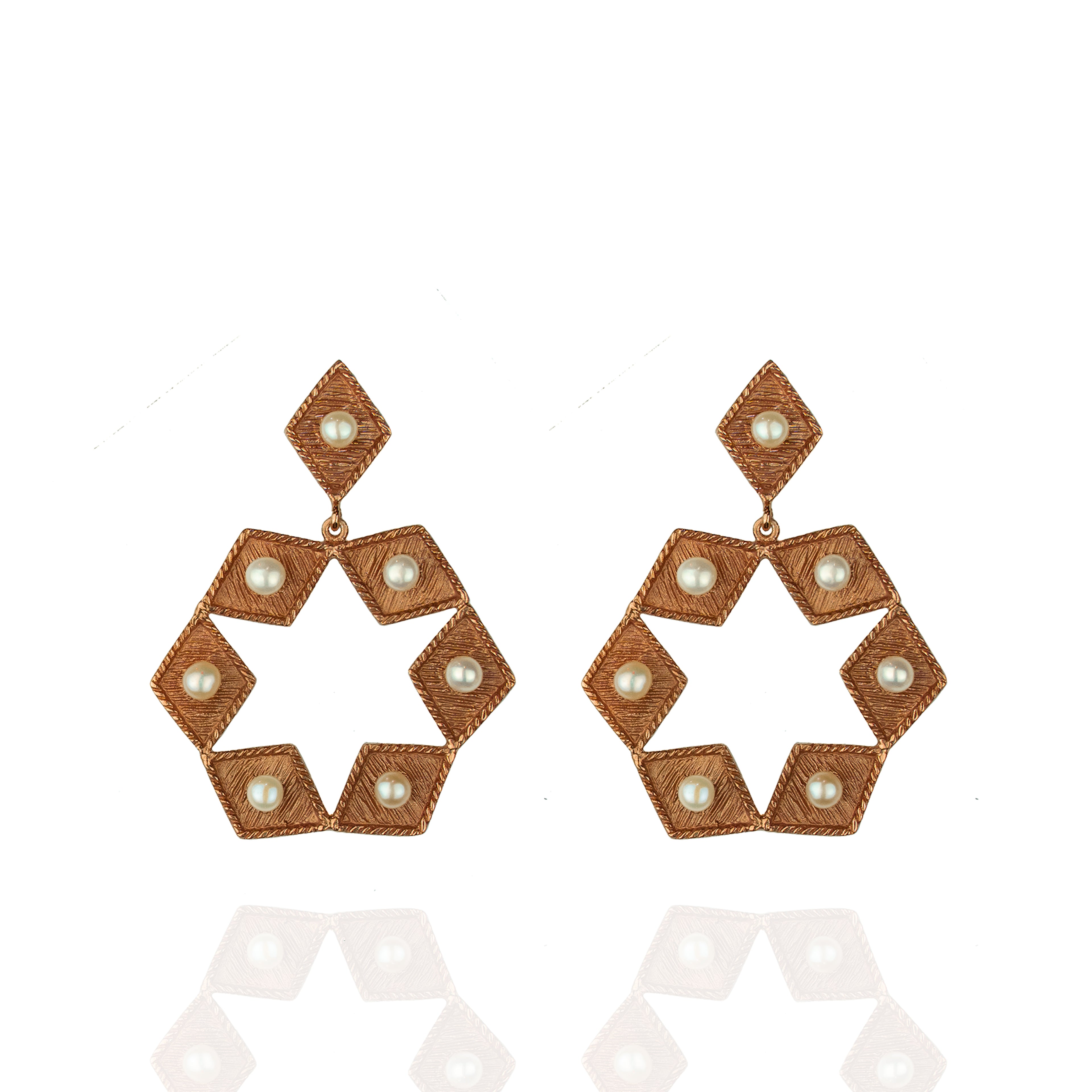 Phoenix Rose Gold Earrings with Pearl